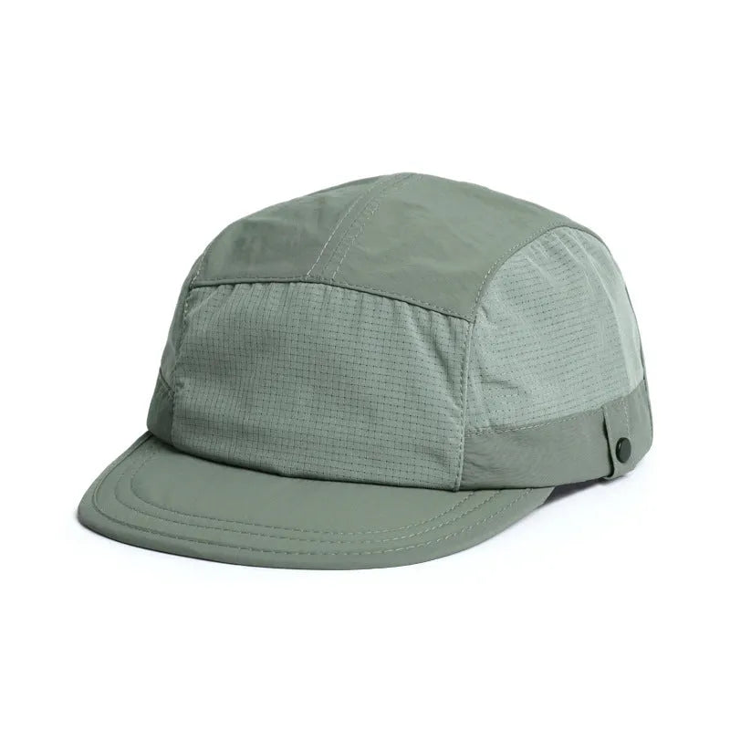 A dome crown sun hat in size M, made from breathable polyester fabric, shown in army green colour.