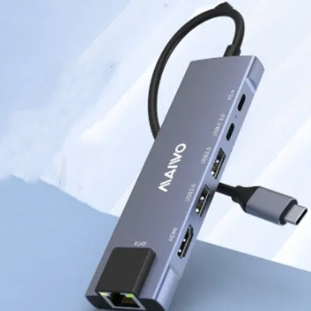 Steam Deck six-in-one docking station with aluminium shell, HDMI, Ethernet, and USB-C ports.