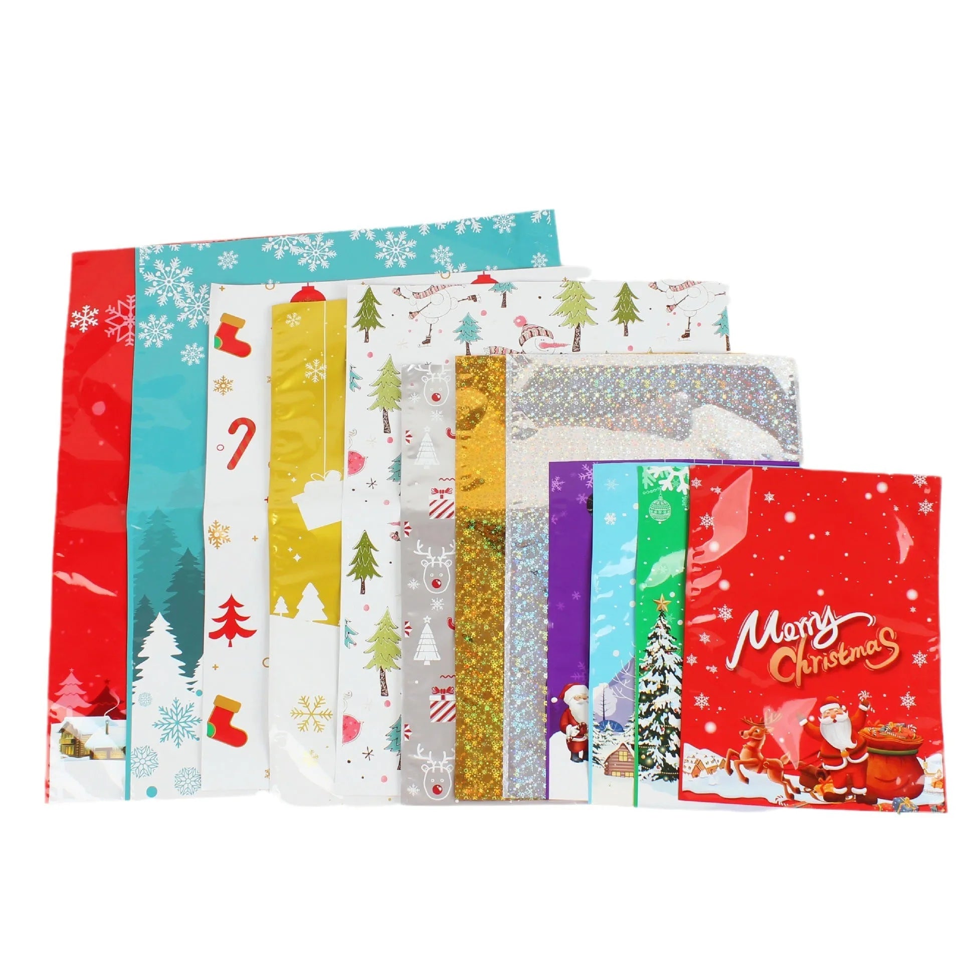 Christmas gift tying packing machine bag OPP aluminium PE 24x32cm sky blue design on white background