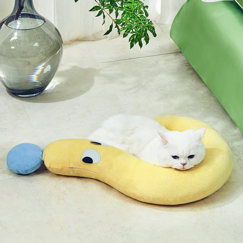 Rectangular blue pet pillow measuring 62cm by 39cm for dog or cat bedding