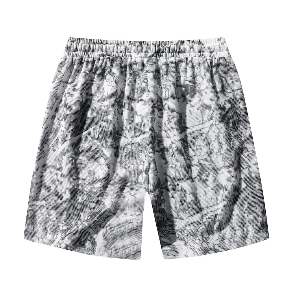 Men's corduroy camouflage athletic shorts with micro-elastic high-waist design