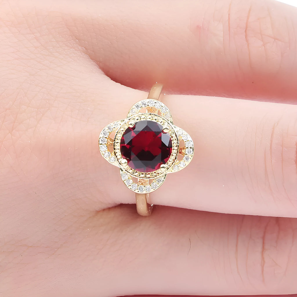 Copper ring with a fruit-shaped inlaid zircon stone for men and women.