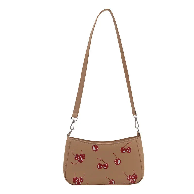 Casual PU underarm crossbody bag with floral print in black colour showing three-dimensional outer pocket