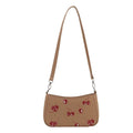 Casual PU underarm crossbody bag with floral print in black colour showing three-dimensional outer pocket