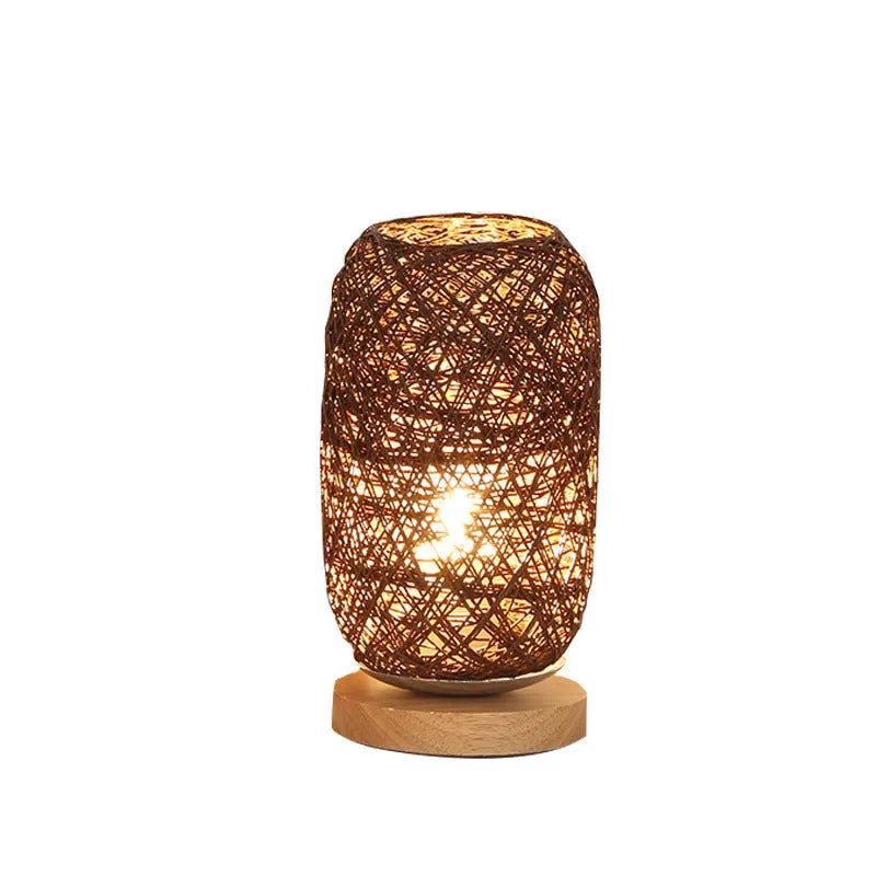 Dimmable LED Night Light Table Lamp Bedroom Bedside Decoration Wooden Twine Vine Bal Warm Light Beige Brown Optic Linen Lampshade Remote Control Touch Switch Rechargeable Pastoral Style