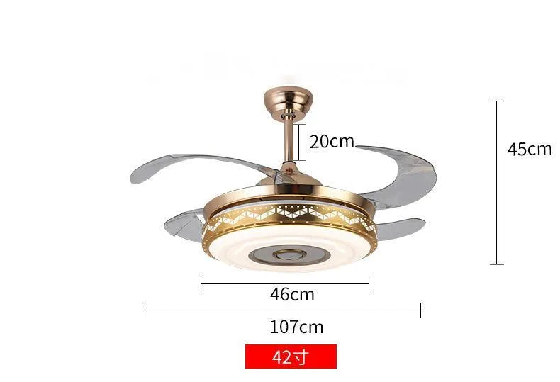 Intelligent home living room fan light 42 inch with acrylic lampshade and Bluetooth music