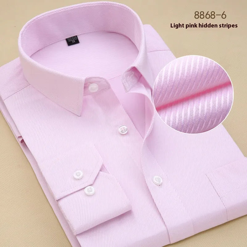Men's slim fit cotton business shirt in black with long sleeves and professional styling