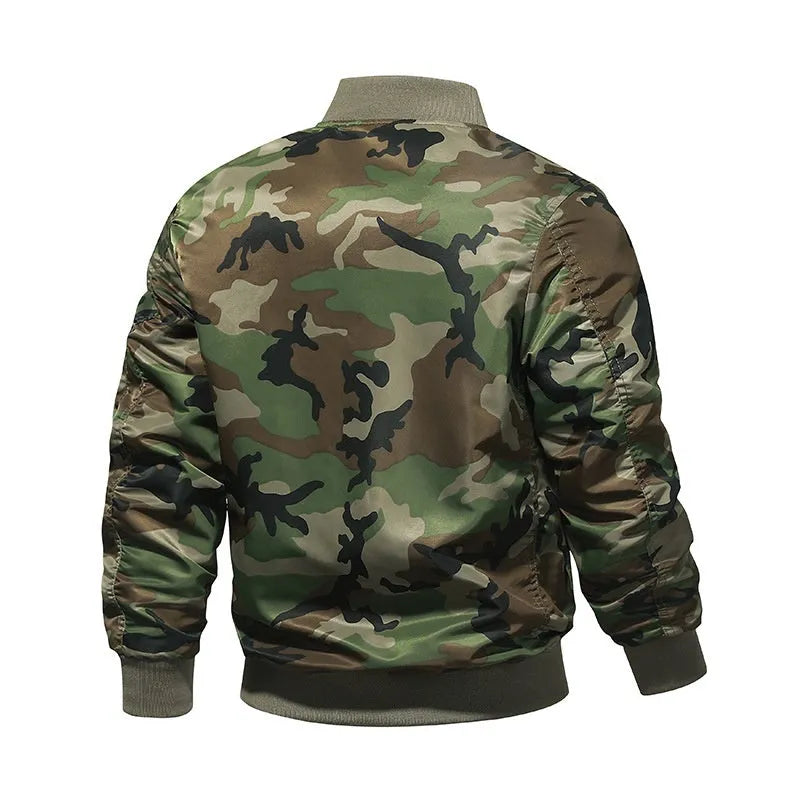 Men's thickened camouflage jacket in solid colour with side pockets, available in plus sizes
