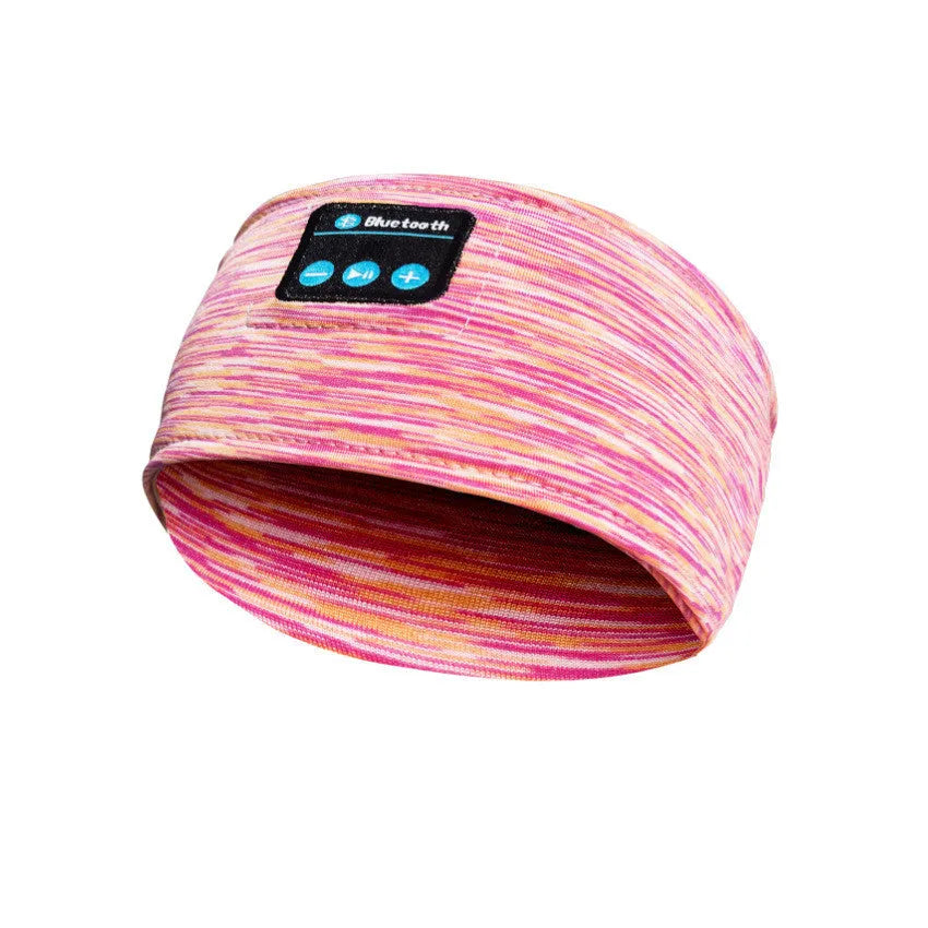 Pink wireless eye mask Bluetooth headset headband with stereo audio for hands-free calls