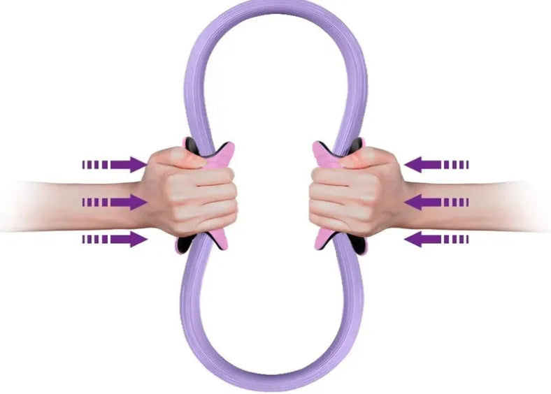 Purple Pilates ring 38cm diameter on a white background for yoga and fitness workouts
