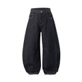 Men's wide leg denim trousers in original cow colour, mid waist design