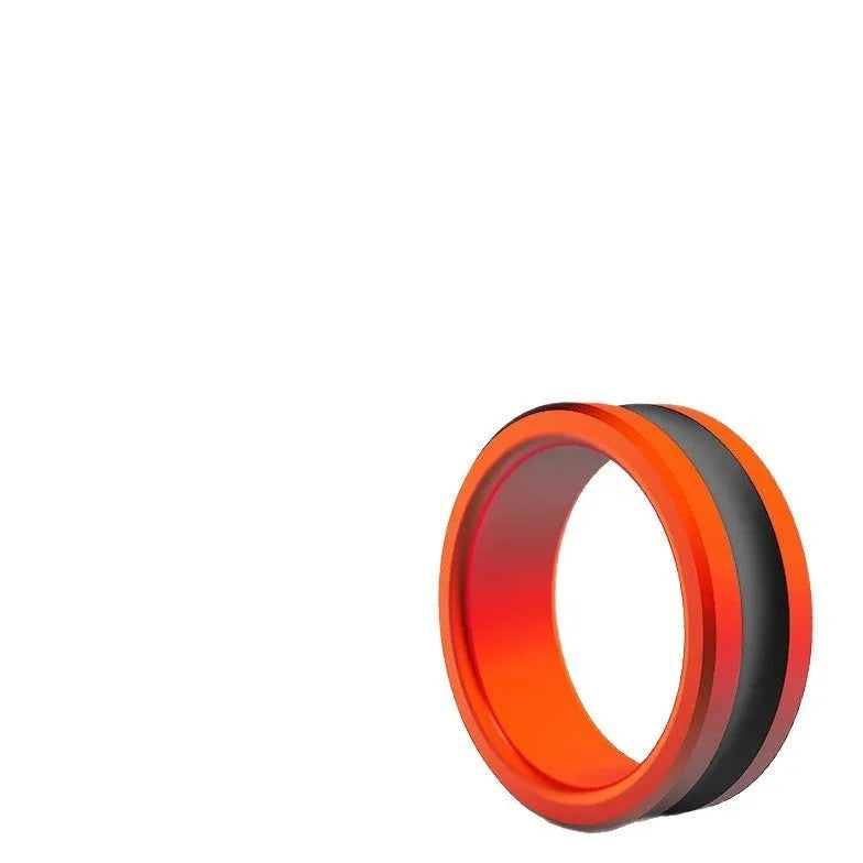 Orange and silver alloy fishing hand guard pull loop with non-slip grip design