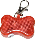 Blue LED luminous bone-shaped pendant for pet collars showing three light mode settings.
