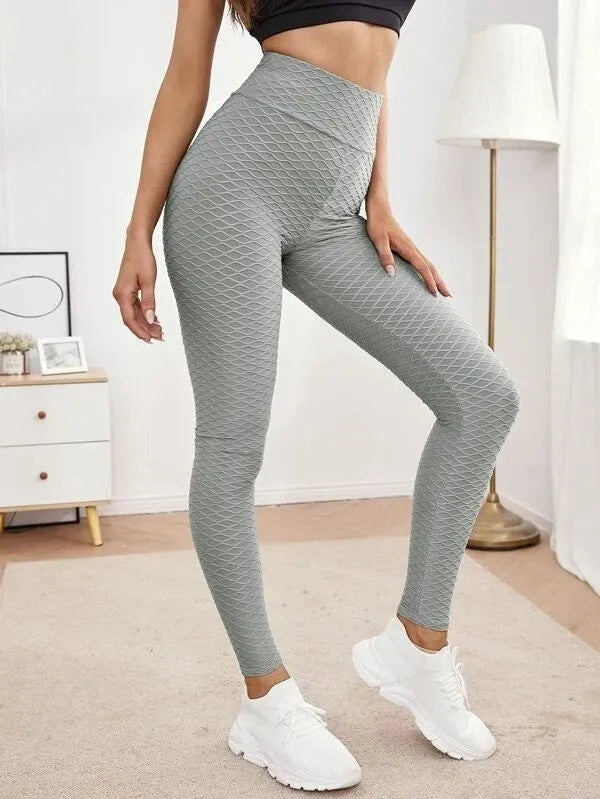 Jacquard stretch high-waist fitness pants in six colours including black and pink, for running and yoga