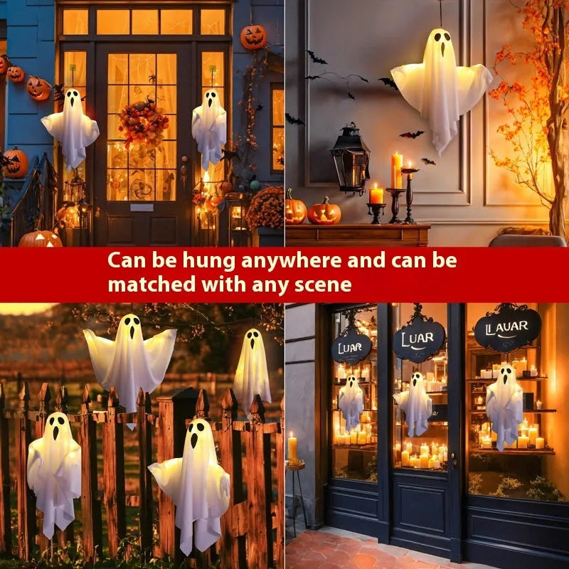 Luminous white and orange cloth ghost scream Halloween indoor lighting with battery power