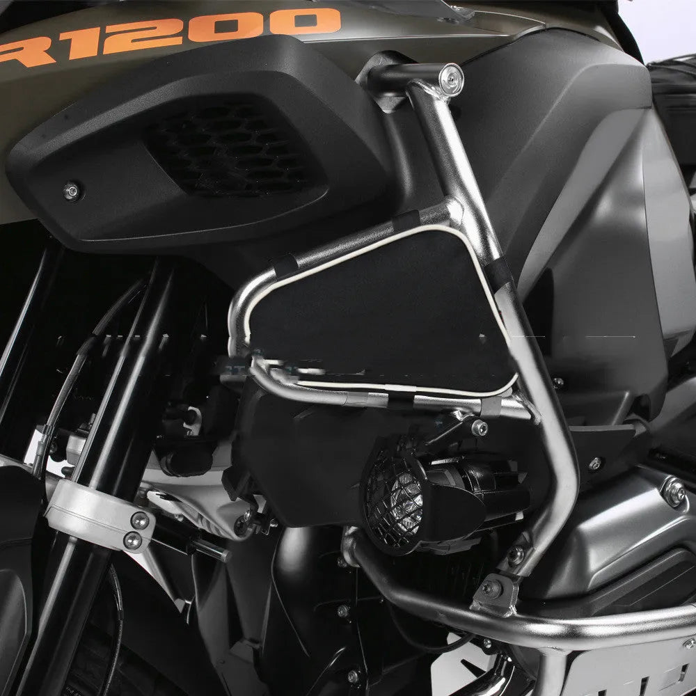 Black waterproof cloth motorcycle frame crash bar storage bag measuring 15cm by 10cm by 10cm