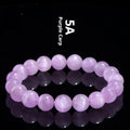 Natural cat's eye spodumene purple bracelet with waxy polished geometric beads