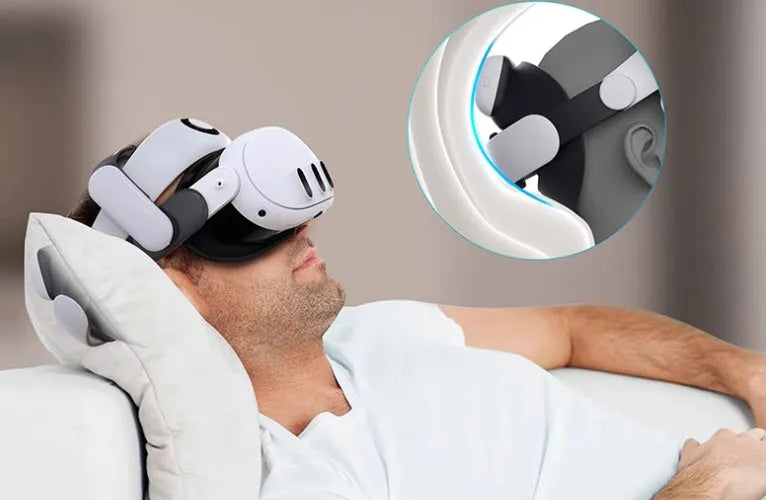 Multi-angle adjustable VR glasses headband with ABS sponge padding and included battery