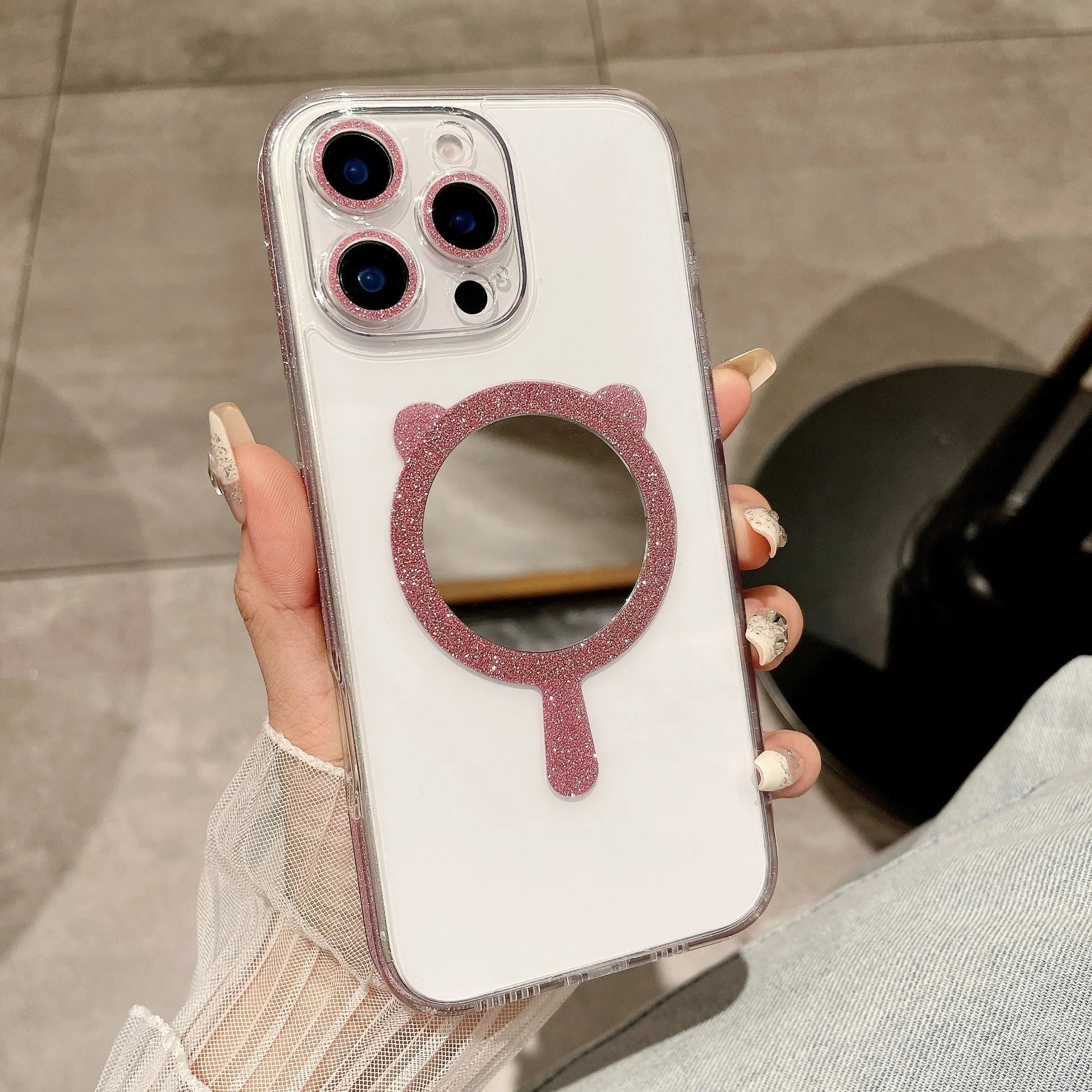 Advanced magnetic suction TPU phone case for iPhone with Star River mirror design in blue colour
