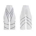 Men's polyester trousers with metal striped rivets and pleated design using three-dimensional cutting techniques