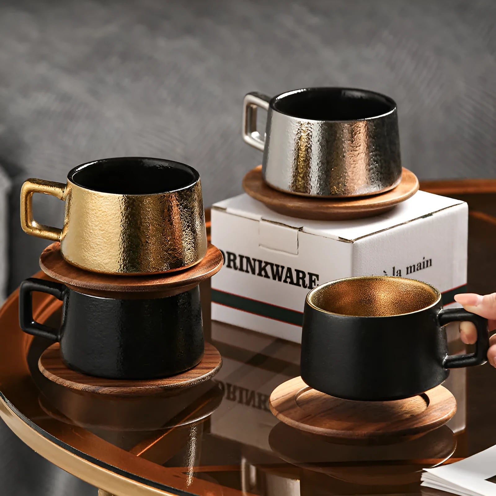 Gold or silver plated tumbler coffee cup with gift box packaging