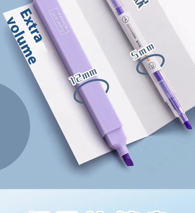 Double-headed fluorescent marking pen set in 6 or 12-piece pack with Mix, Salt and Sweet series options