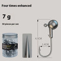 Enhanced 50 piece jig hook fishing tackle set showing steel construction and hook design