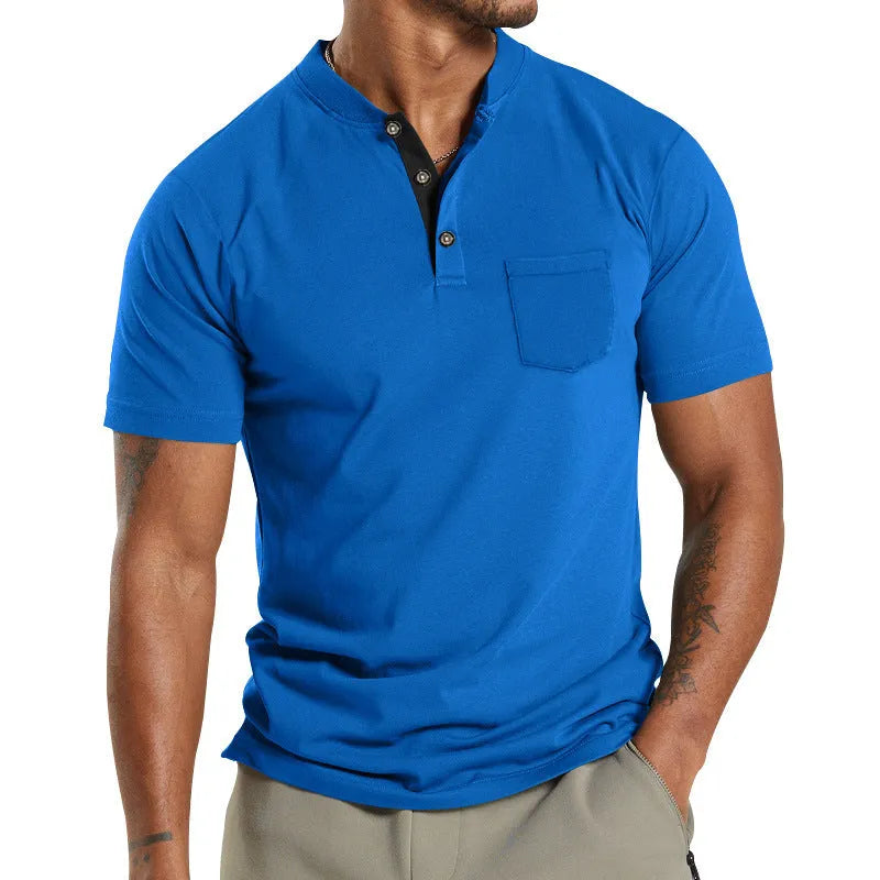 Men's plus size short sleeve button-up shirt in light grey polyester fabric with a chest pocket.