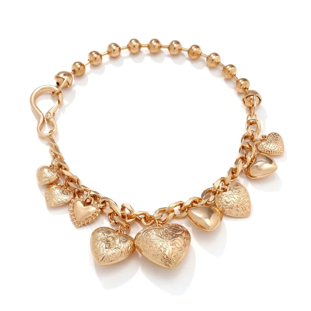 Carved heart pendant necklace in gold or white K with textured surface and exaggerated size