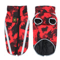 Warm polyester cotton padded dog coat in red check pattern, casual fit for medium size dog