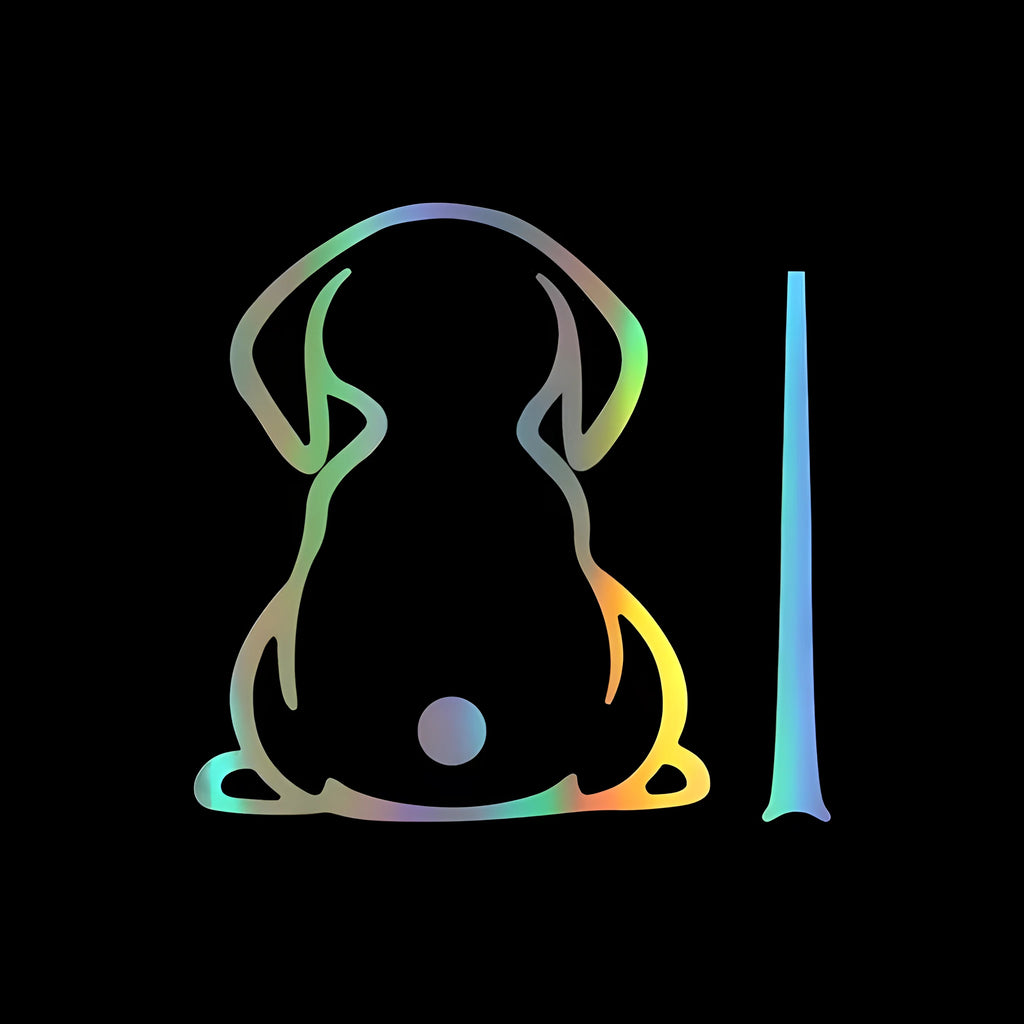 Cartoon dog shadow design car wiper decal sticker for rear window glass in multiple colours.