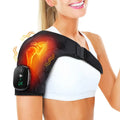 USB rechargeable electric heating shoulder pad in pure gray with adjustable long strap and short bandage