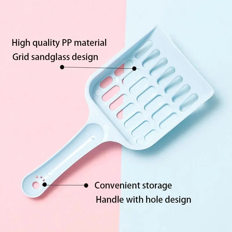Blue plastic cat litter scoop measuring 20cm length for pet waste removal