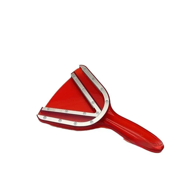 Red telescopic bottle opener with non-slip jaws, shown extended on a kitchen counter.