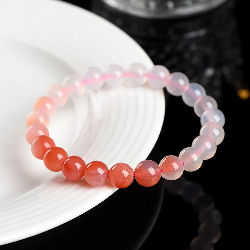 Natural Gradient Yanyuan Agate Bracelet showing geometric beads in a soft gradient salt source colour.