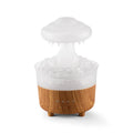 Wood grain white cloud shaped humidifier and essential oil diffuser with coloured LED lights on