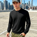 Loose casual men's simple sporty jacquard round-neck long-sleeved sweatshirt in solid colour
