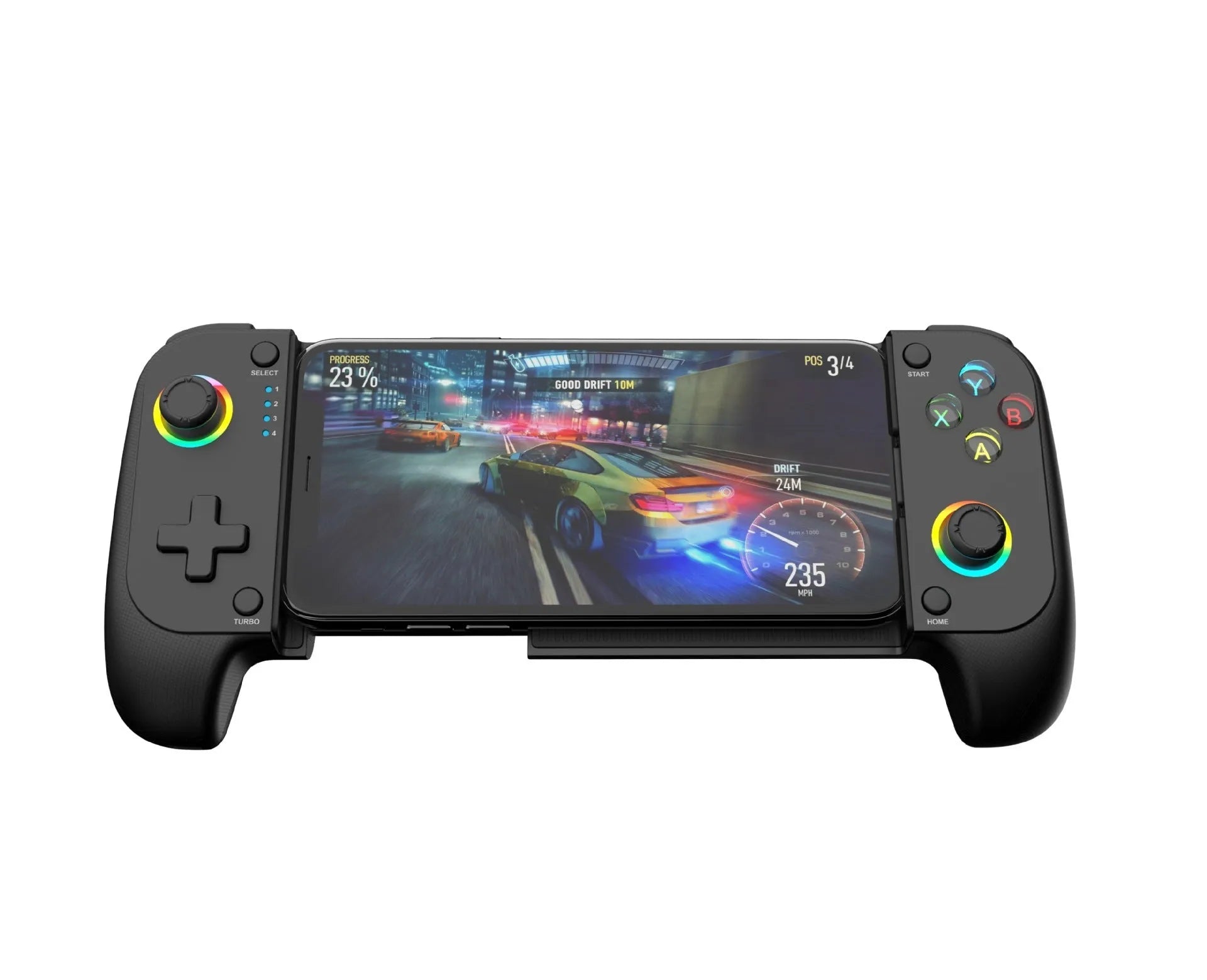 Bluetooth wireless game controller for mobile phones in black, red and blue, or white