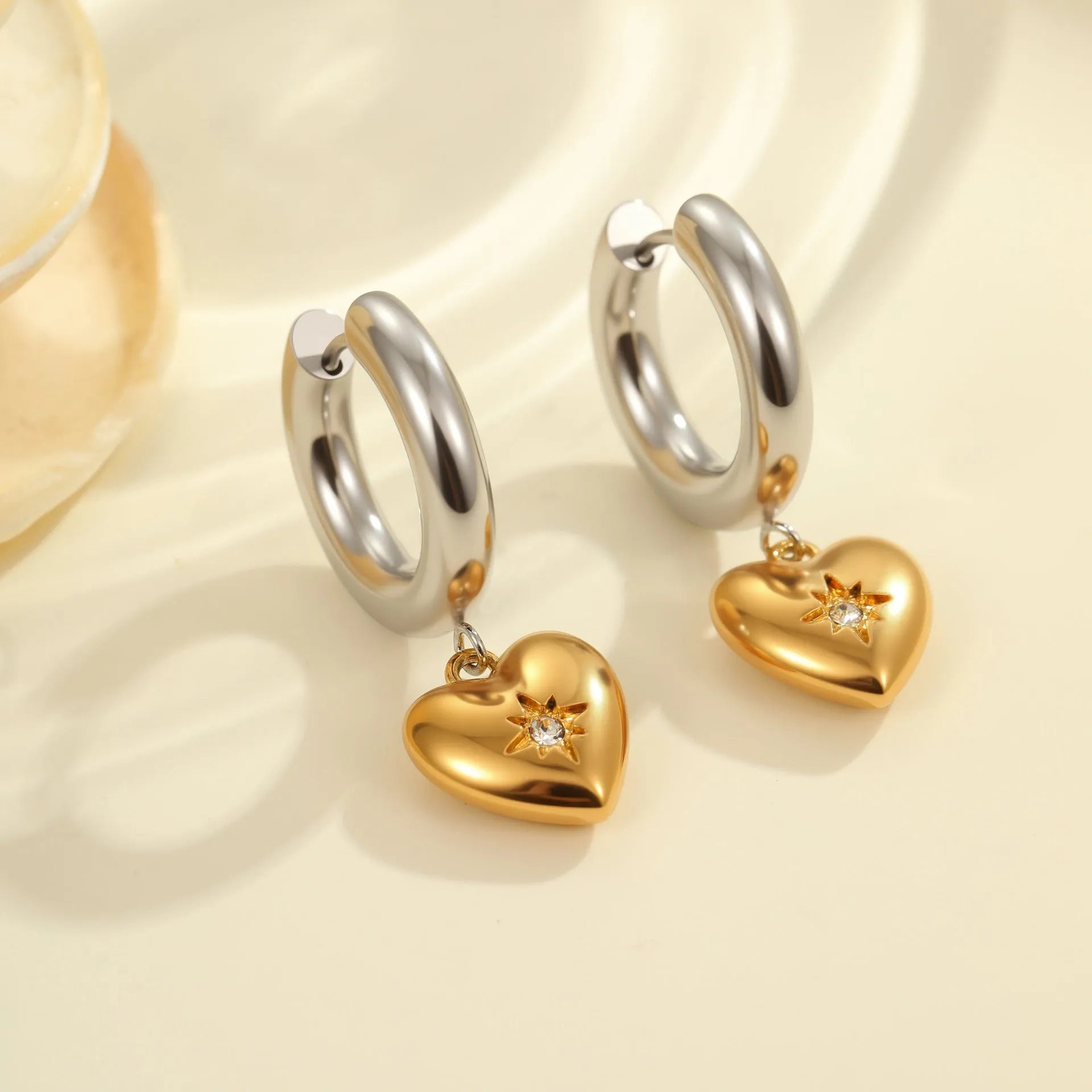 Christmas tree heart star earrings stainless steel 18K gold plated women's jewellery