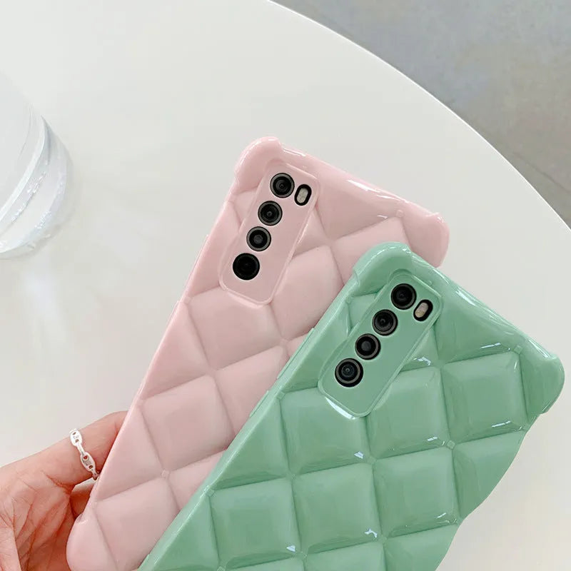 Silicone diamond phone case for Huawei models in black, green, pink and white colours