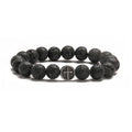 Geometric agate bracelet with volcanic rock colours and stainless steel finish, 19mm diameter