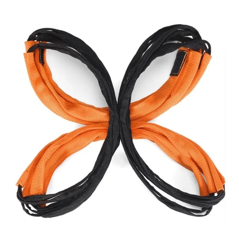 Multi-colour plastic butterfly agility ladder and jump grid set for children's fitness training.