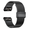 Stainless steel watch strap for Garmin Fenix in silver, black, gold, and rose gold colour options
