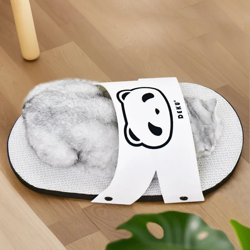White corrugated paper cat scratch board with slipper-style design