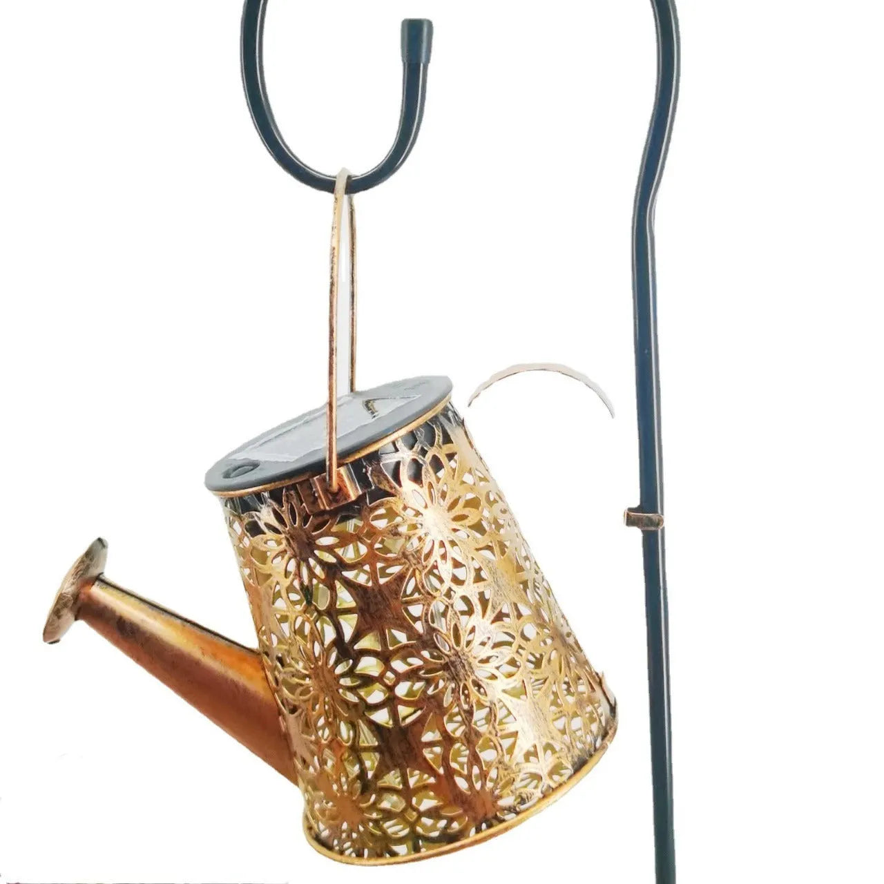 Wrought iron butterfly kettle solar lamp for garden decoration with solar panel