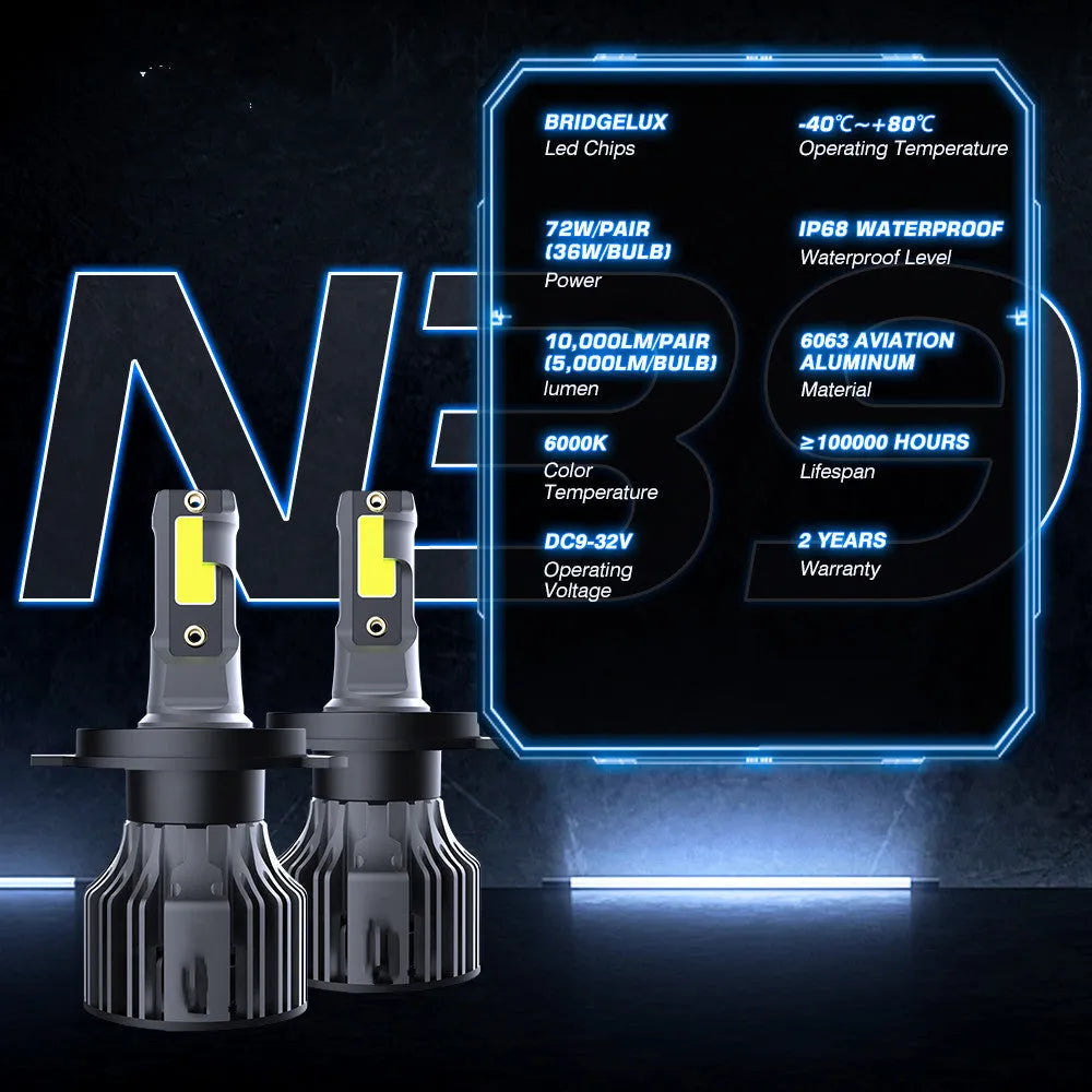 LED headlight bulb kit with 6000K colour temperature and adjustable chuck