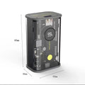 Transparent industrial power bank showing internal aluminium battery case with 10000mAh capacity