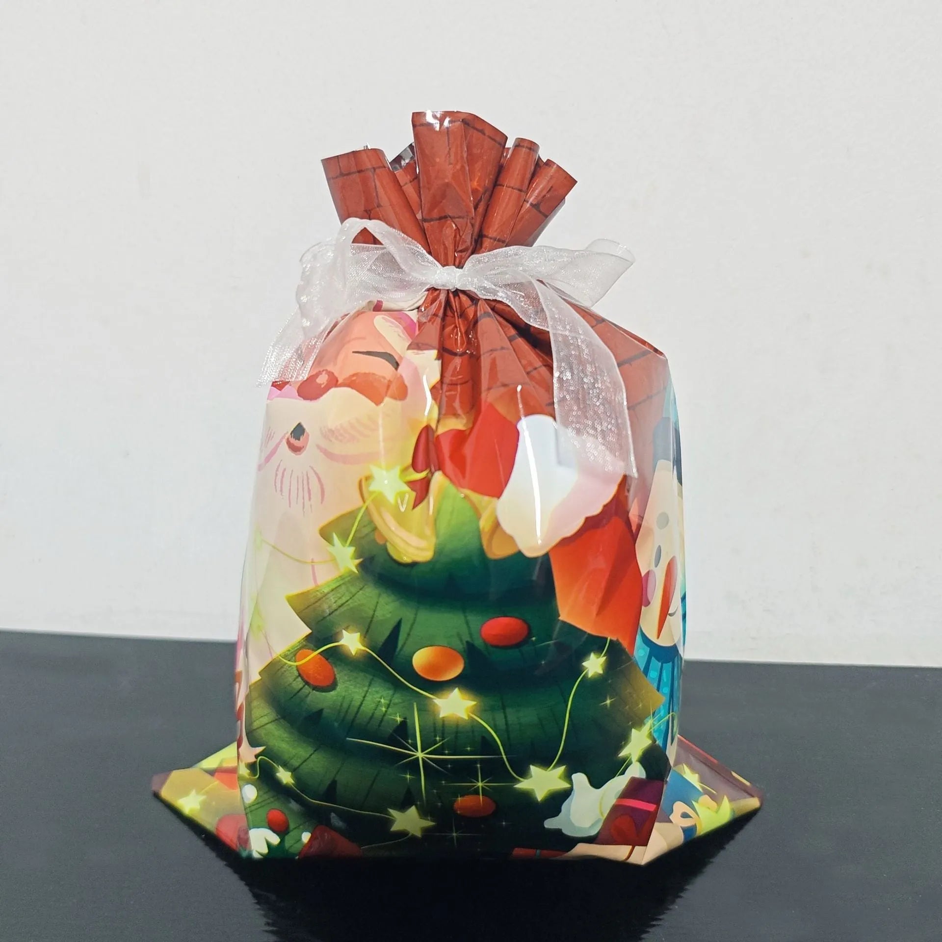Christmas gift tying packing machine bag OPP aluminium PE 24x32cm sky blue design on white background