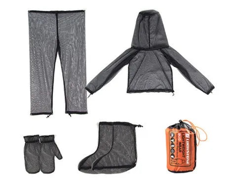 Anti mosquito suit with hood and pants in breathable mesh fabric for outdoor camping and hiking