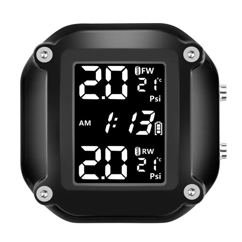 Motorcycle tyre pressure monitor with plastic waterproof housing and sensor for two-wheel electric motorcycle